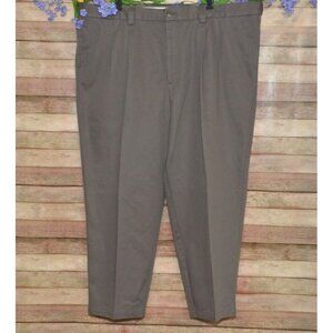 Oak Hill Dress Pants Pleated Expandable Waist Cotton Brown Big & Tall Size 48x28